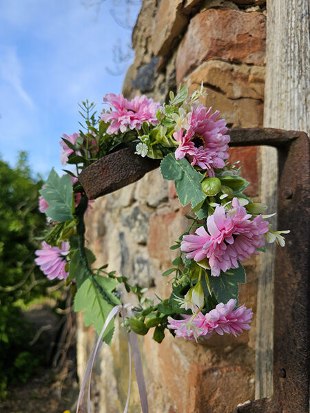 Artificial flower hair wreaths for little girls