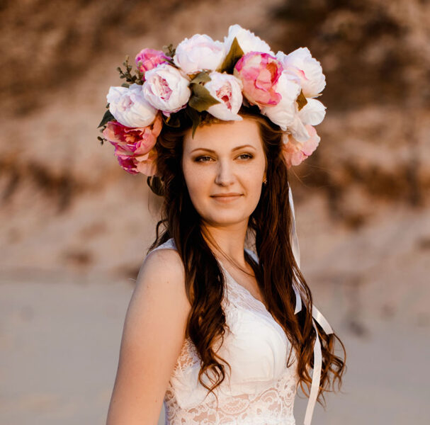 Artificial flower hair wreaths 