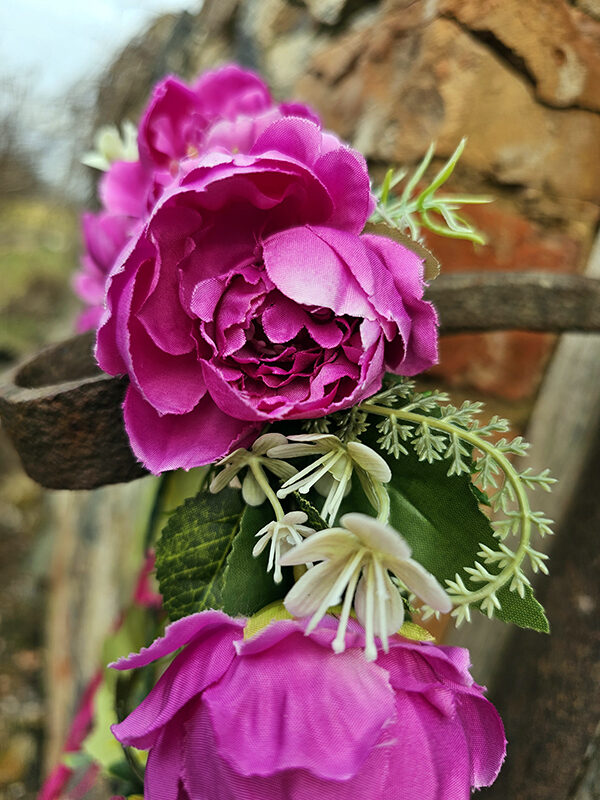 Artificial flower hair wreath for little girls - fuchsia pink