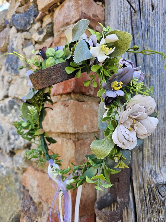 Artificial flower hair wreath - old lilac 