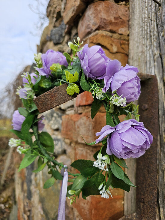 Artificial flower hair wreath for little girls - purple