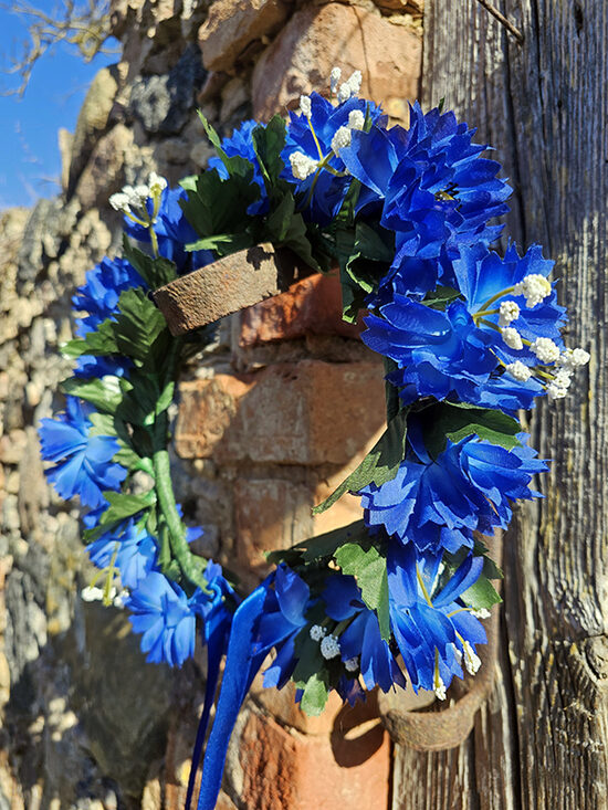 Artificial flower hair wreath - royal blue with cornflowers (thin) 