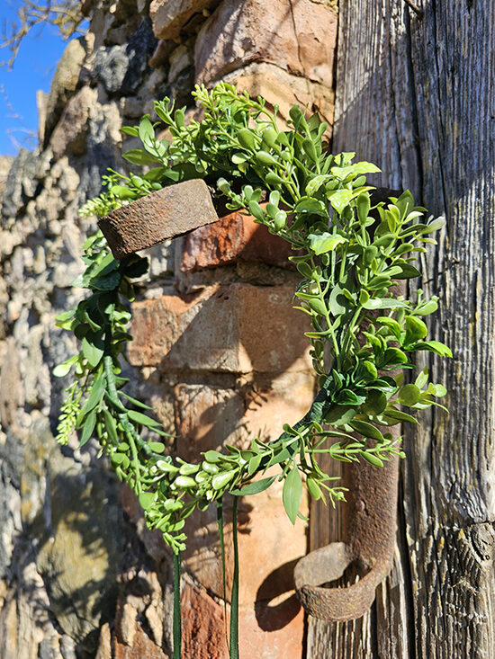 Artificial flower hair wreath - with greens 