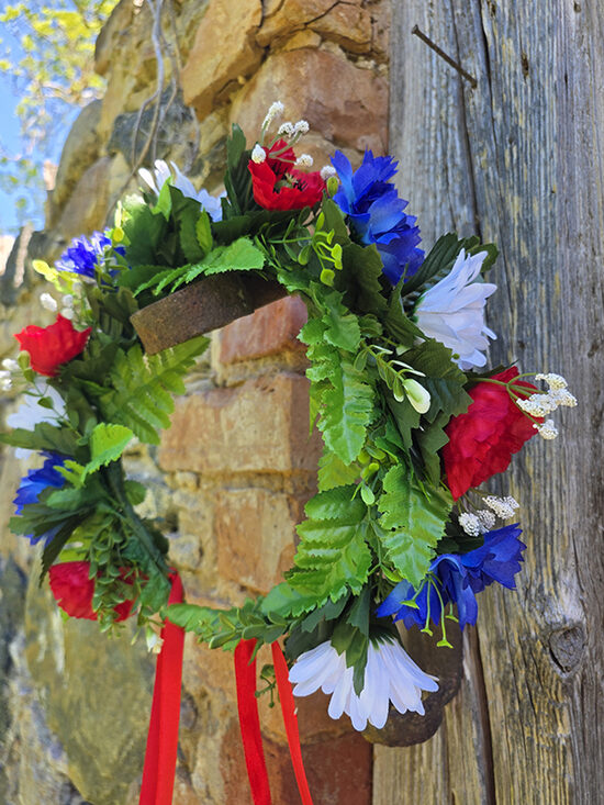 Artificial flower hair wreath - with cornflowers, daisies and poppies (thin) 