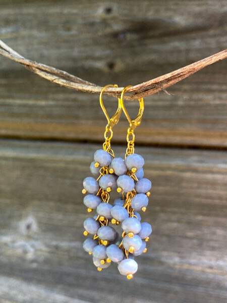Dangling glass bead earrings - grey