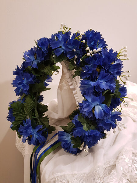 Artificial flower hair wreath - royal blue with cornflowers (big) 