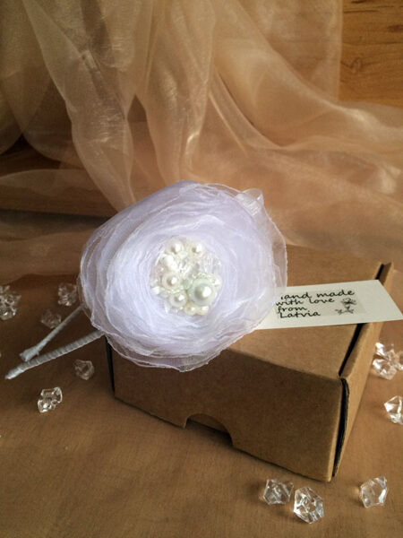 Hairband with fabric flower - white 